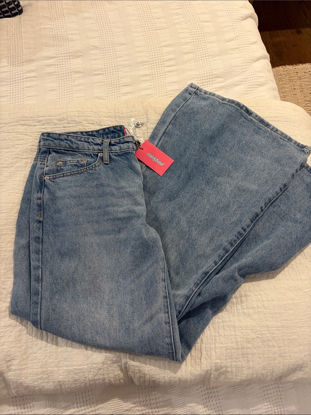 Edikted Light Blue Wide Leg Jeans